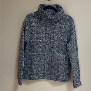 J Crew Mercantile Turtle Neck Sweatshirt, Black & White Plaid, Large